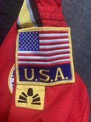 Tom Vo’s Fountain Valley Taekwondo Red Uniform Top & Pants Size 00 130 CM