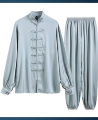 Summer Acetate Ice Silk Taiji Suit Tai Chi Uniform Six Colors Long Sleeved Wushu