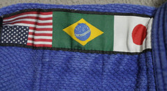 Revgear Jiu-Jitsu Gi Jacket Unisex A2 Blue Cotton Flags Open Front Long Sleeve