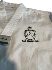 Taekwondo Gi Set Quinones 3/170 Mens M White Uniform Outfit Top Pants White Belt