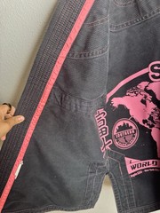 Fuji Sekai BJJ Gi Jacket Black Pink Trim Women’s W1 Lightweight Jiu Jitsu