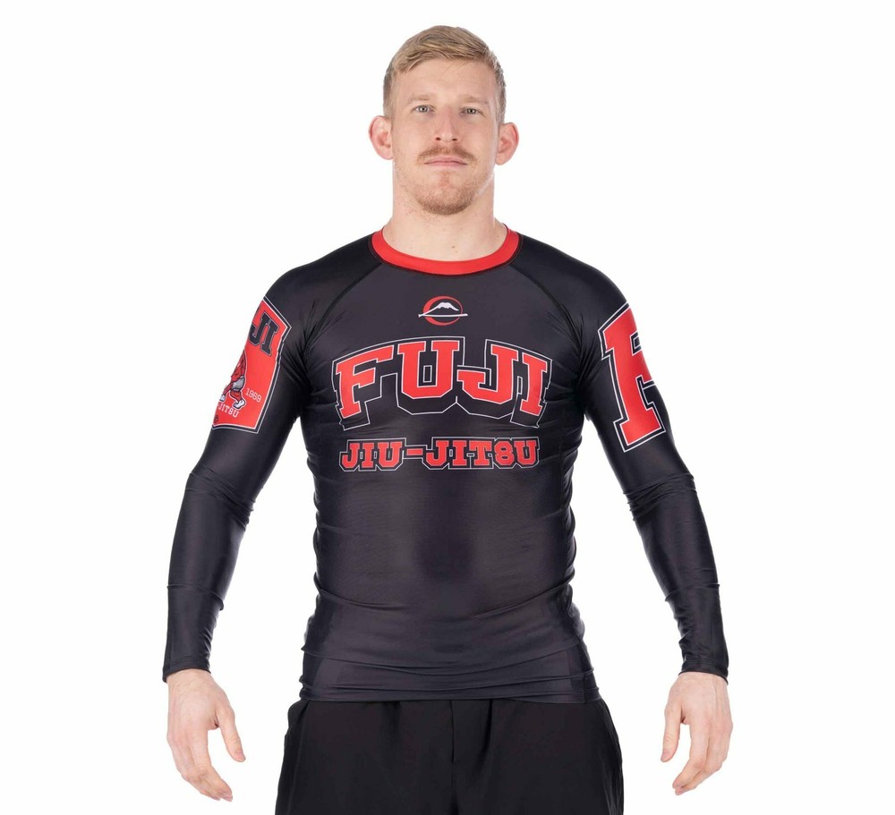 Fuji Bull Dog MMA BJJ Jiu Jitsu LongSleeve Long Sleeve LS Rashguard – Black Red