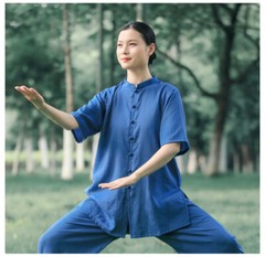 Summer Breathable Short Sleeve Kung Fu Shirts Wing Chun Training Vintage Sport