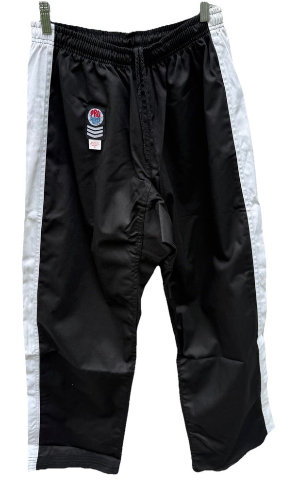 New 8oz MiddleWeight Proforce Gladiator Karate Black Martial Arts Pants TKD