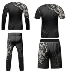 USA Ship Kids Brazilian Jiu-Jitsu BJJ MMA Uniform Combo Set Rashguard Shorts