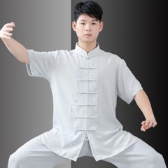 Linen Martial Arts Tai Chi Uniform Kung Fu Wingchun Suit Short Sleeves Outfit