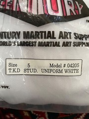 Century Martial Arts Tae Kwon Do, Uniform Student White Size 5 (Adult Large)