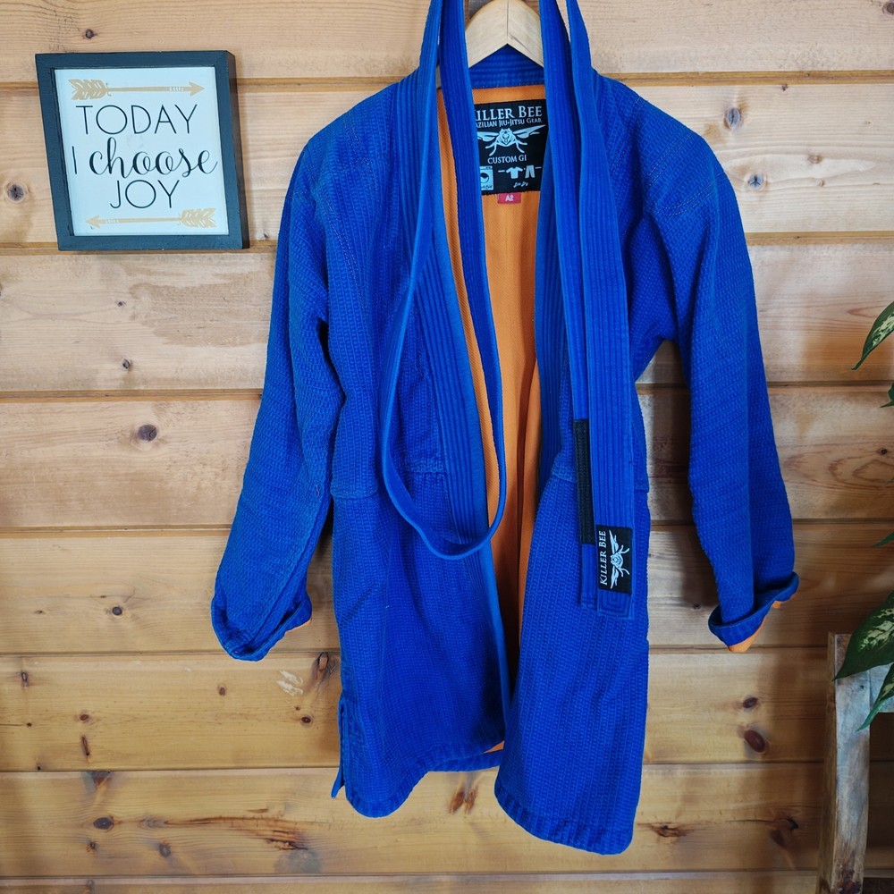 Brazilian Jiu Jitsu Kimono Killer Bee Adult Size A2 Medium Large Blue Orange J2