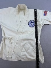 Vtg 70s Kim School Of Tae Kwon Do Double Weave Karate Dogi Shirt Belt & Pants