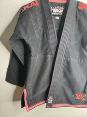 Fuji Sekai BJJ Gi Jacket Black Pink Trim Women’s W1 Lightweight Jiu Jitsu