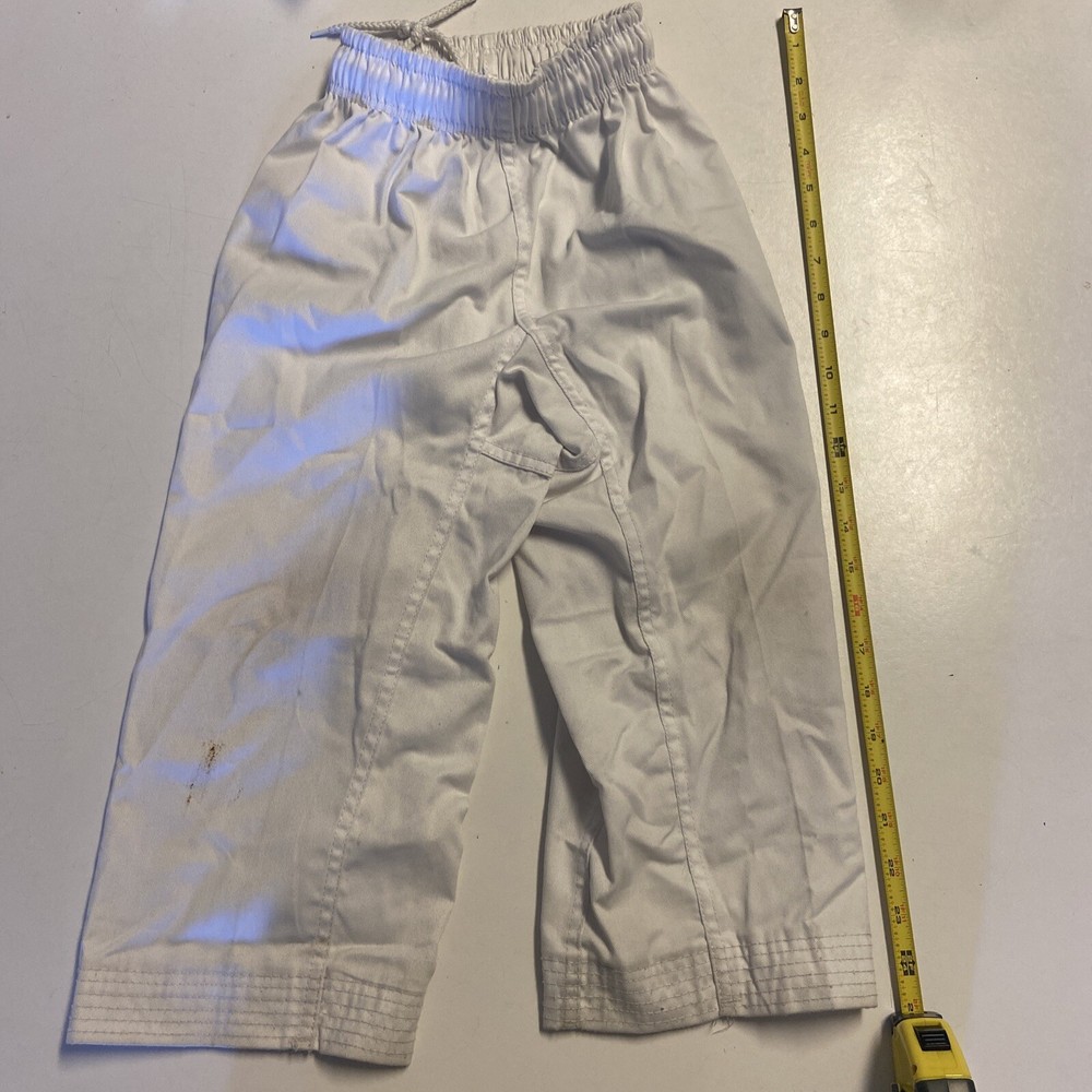 karate taekwondo child pants white 000 elastic drawstring martial arts bottoms 5