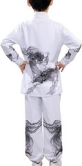 Kids Boys Girls Chinese Martial Arts Outfit Top Pants Set Kungfu Taichi Costume