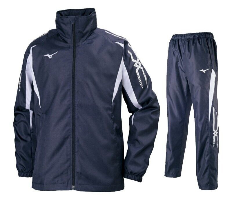 Mizuno Windbreaker Sports Wear Navy Breath Thermo Warmer Jacket and Pants Set