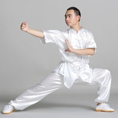 Silk Chinese Kung Fu Taichi Suit Martial Arts Wushu Uniform Dragon Embroidery