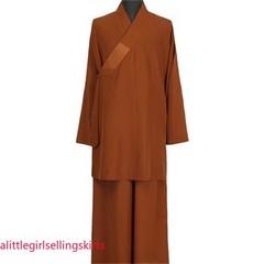 STOCK Buddhist Shaolin Monk Robe Full Set Linen Kung Fu Suit Meditation Uniforms