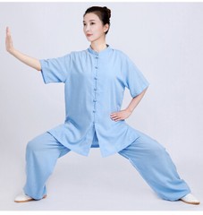 Summer Breathable Short Sleeve Kung Fu Shirts Wing Chun Training Vintage Sport