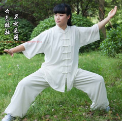 Unisex Cotton Blend Tai Chi Suit Summer martial arts Uniforms Kung Fu Clothing