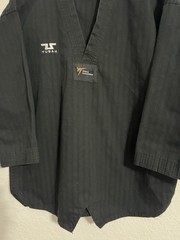 Tusah Black Martial Arts Taekwondo Training Uniform Youth Size 2/160cm # 539
