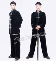 Chinese Velvet Wushu Kung Fu Taichi Uniform Martial Art Clothes Set Wing Chun