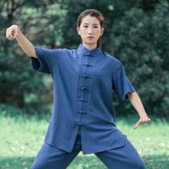 Summer Short Sleeve Kung Fu Shirts Sport Tops Martial Arts Taichi Uniform