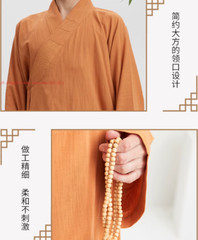 Buddhist Shaolin Monk Robe Full Set Cotton Thin Kung Fu Suit Meditation Uniforms