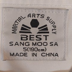 Sang Moo Sa Martial Arts Uniform Top Men Size 5 White Taekwondo V-Neck Dobok