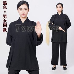 Unisex Wudang Taoist Cotton Linen Robe Kung Fu Tai Chi Uniform Martial Arts Suit