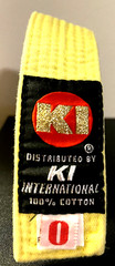 KI International Karate Belt Yellow Size 0 75”