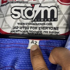 Gracie Jiu-Jitsu Storm Equipe GB BJJ Gi Jacket A2 Blue Kimono Top Adult Med