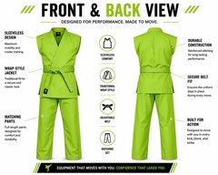 Lime Green Karate Uniform with Belt | Sleeveless Karate Gi for Kids & Adults