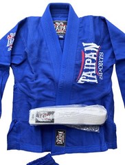 Taipan Sports Brazilian Kids Jiu Jitsu Blue Kimono White Belt Size KOO (7-8yrs)