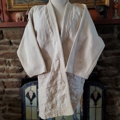 Vintage White Tiger Judo Gi Jacket Heavy Cotton Textured Rice Weave Korea
