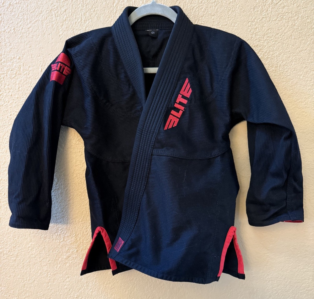 Elite & On the Mat Martial Arts Jiu Jitsu BJJ GI Black White Uniform C1 Child