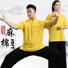 Linen Chinese Kung Fu Tai Chi T-Shirt Tops Pants Cool Martial Arts Uniform Suit