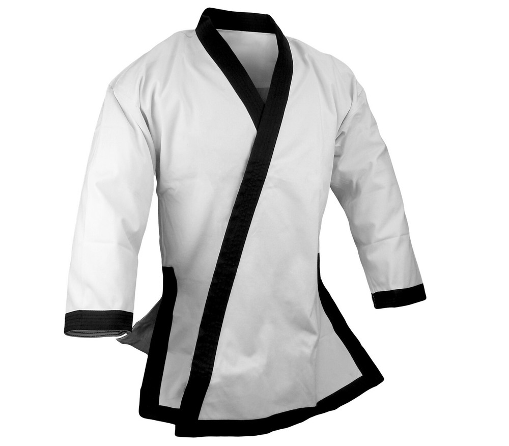 Tang Soo Do JACKET ONLY, Gi White w/ Black Trim 12 oz Heavy Weight Moo Duk Kwan
