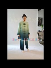 Tai Chi Uniform Traditional Wushu Kungfu Suit Gradient Color Martial Arts Suit