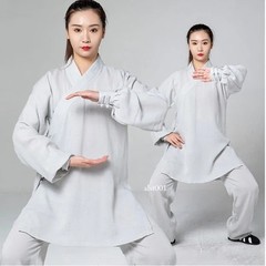 Women Chinese Traditional Cotton Linen Tai Chi Practice Martial Art Uniform Set