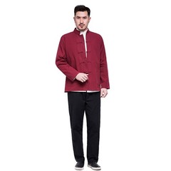 2PCS Mens Traditional Chinese Tang Suit Coat Pants Kung Fu Wingchun Uniform Hot