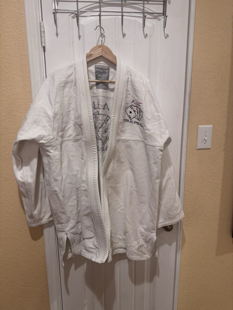 AJJC Size 5 White BJJ MMA Kimono And Pant Set With Belt