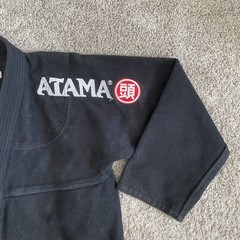 Vtg Atama Jiu-Jitsu Kimono Gi Top Black Cotton Made in Brazil Size A3 BJJ Jacket