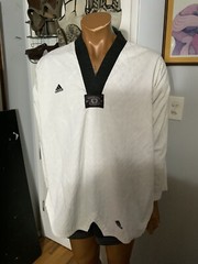 Vintage Adidas Taekwondo Korea AOP W.T.F. Martial Arts Uniform Top Shirt 190cm