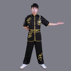 Martial Arts Uniform Kung Fu Tai Chi Suit Outfit Short Sleeves Dragon Embroidery