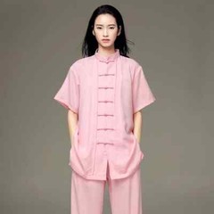 Short Sleeve Kung Fu Shirts Vintage Sport Tops Martial Arts Tai chi Uniform