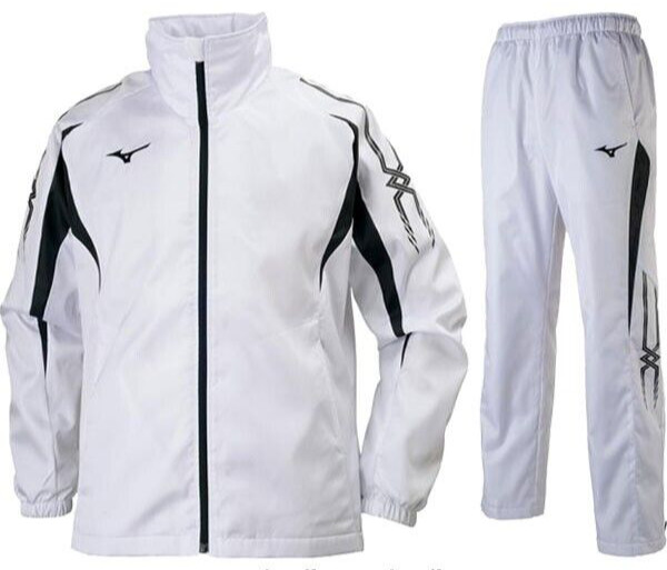 Mizuno Windbreaker Sports Wear White Breath Thermo Warmer Jacket and Pants Set