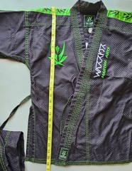 Martial Arts Gi Set Jacket & Pants Size 2 Black/Green Jui Jitsu, Karate Uniform