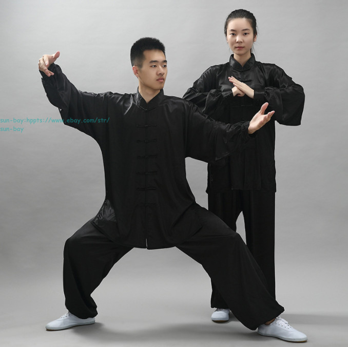 Satin Unisex Martial Arts Uniform Kung Fu Suit Costume Tai Chi Performance Sets