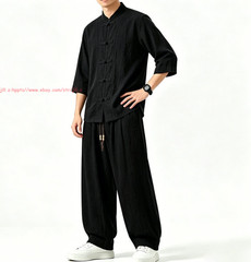 Men Tang Suit Traditional Kung Fu Tai Chi Uniform Cotton linen martial arts Suit