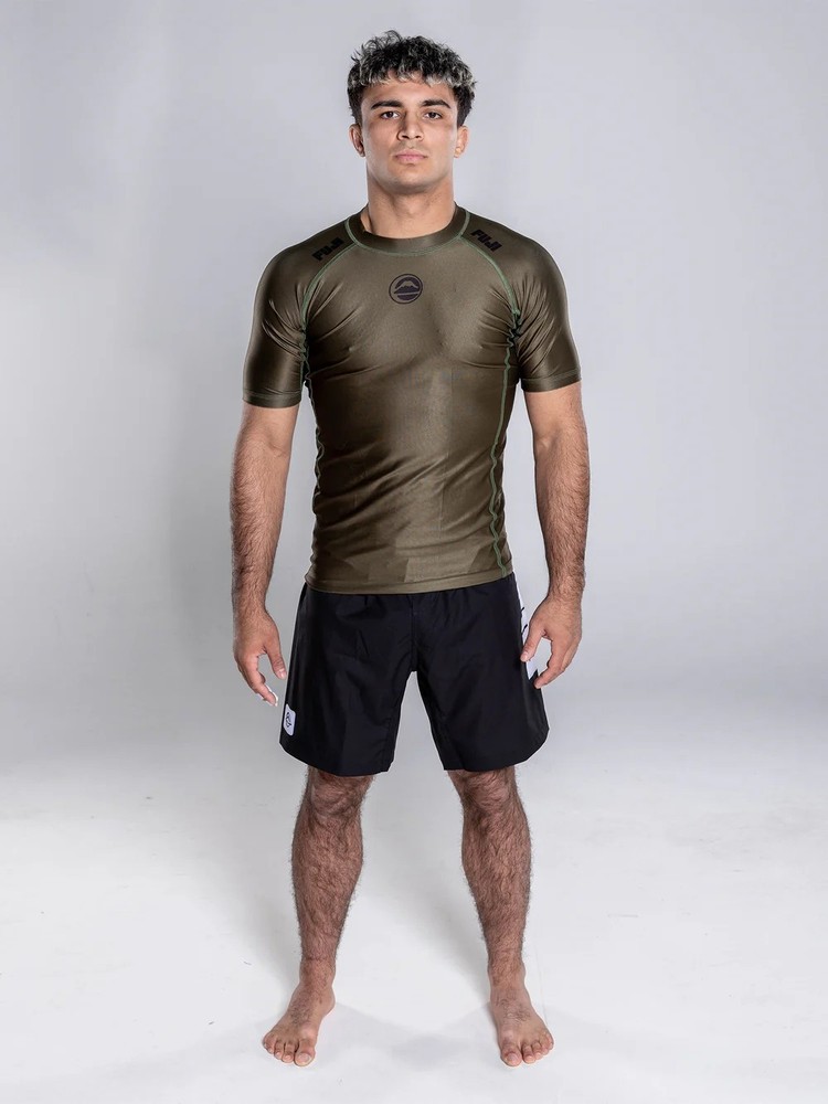 Fuji Baseline 2.0 IBJJF Ranked BJJ ShortSleeve SS Rashguard – Military Green