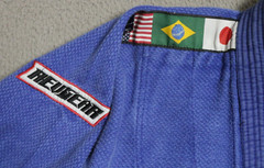 Revgear Jiu-Jitsu Gi Jacket Unisex A2 Blue Cotton Flags Open Front Long Sleeve