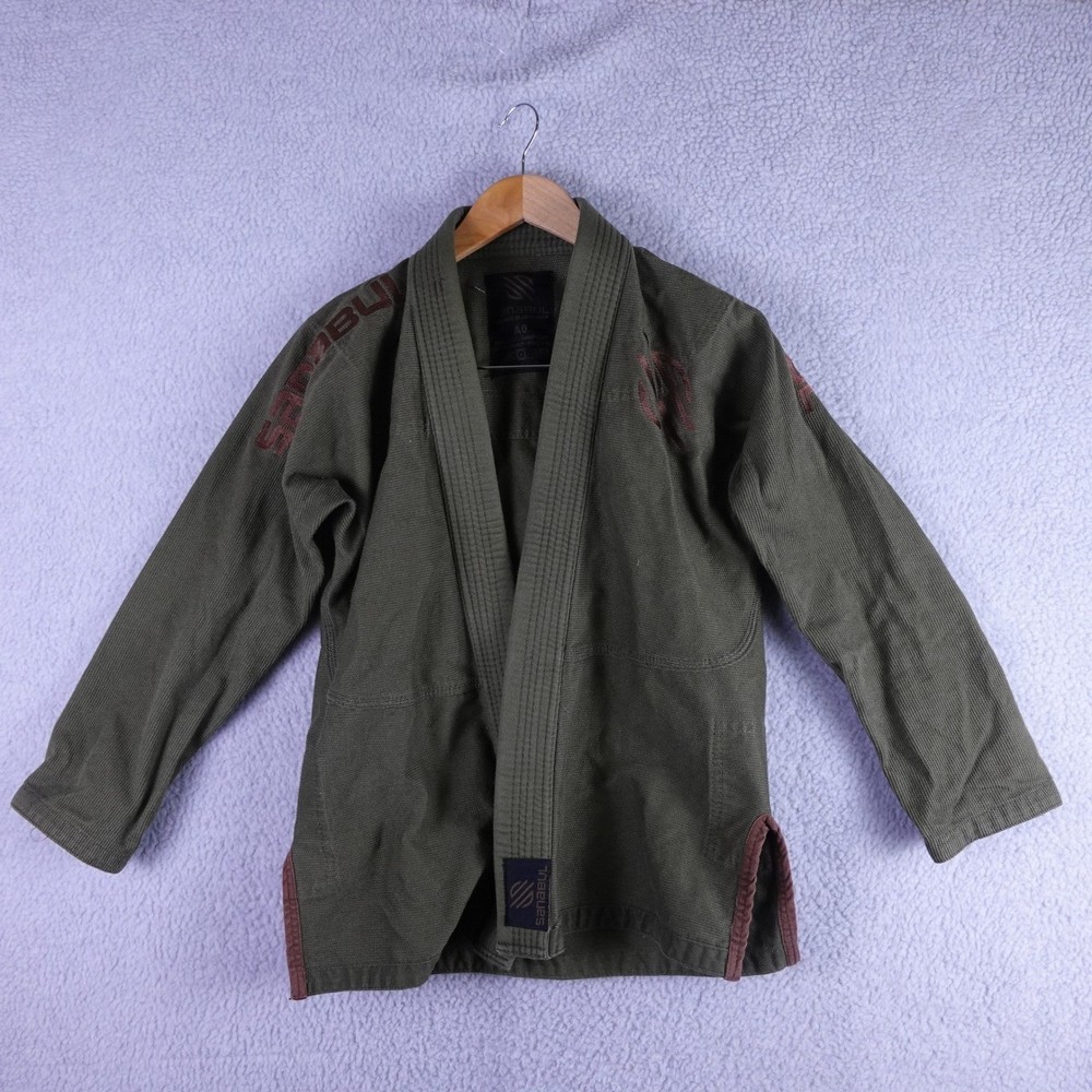 Sanabul Mens BJJ Gi Jiu Jitsu Kimono Training Jacket Olive Green Burgundy A0